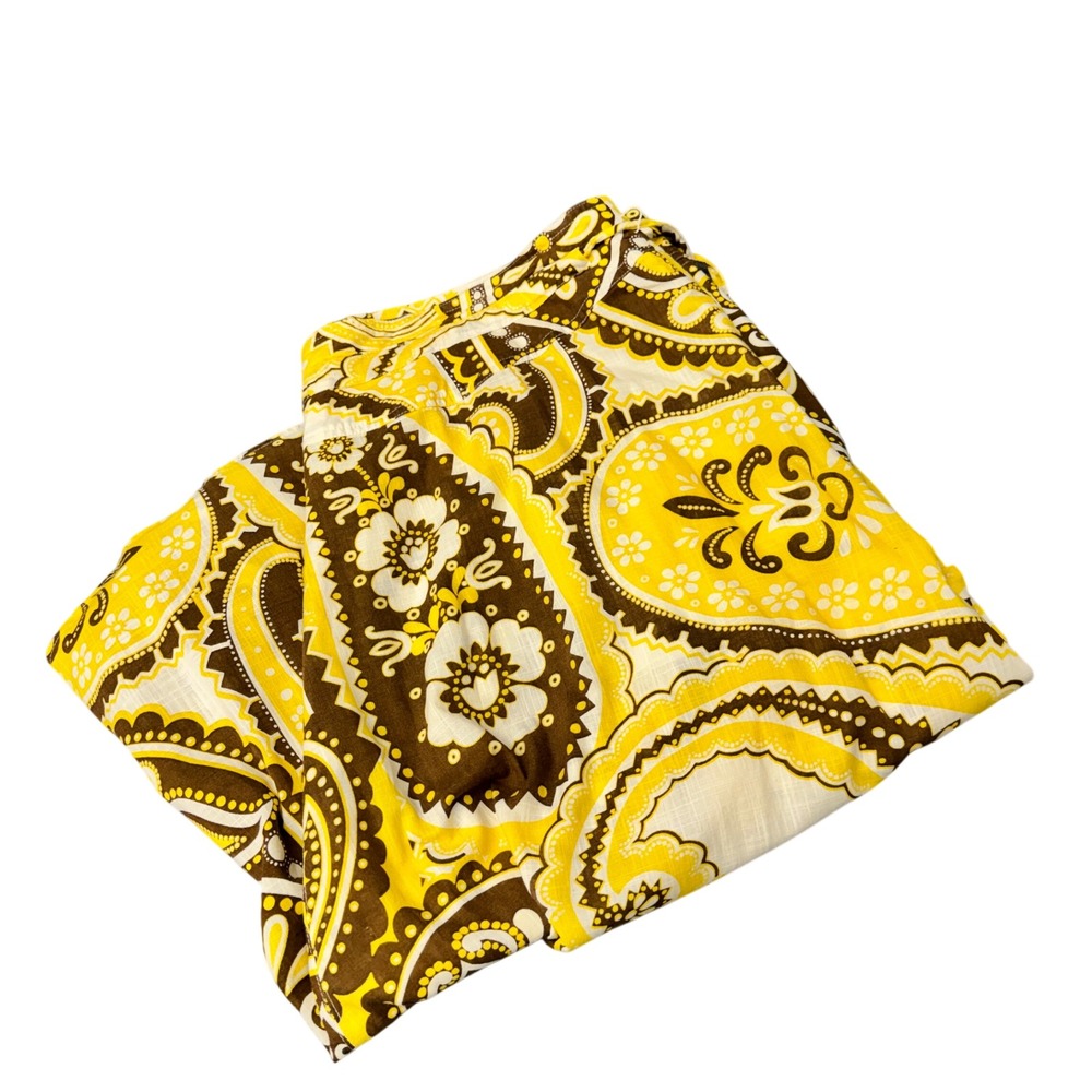 Talbots Skirt Womens 18 (40x29) A-Line Paisley Yellow Brown Boho Cotton Side Zip